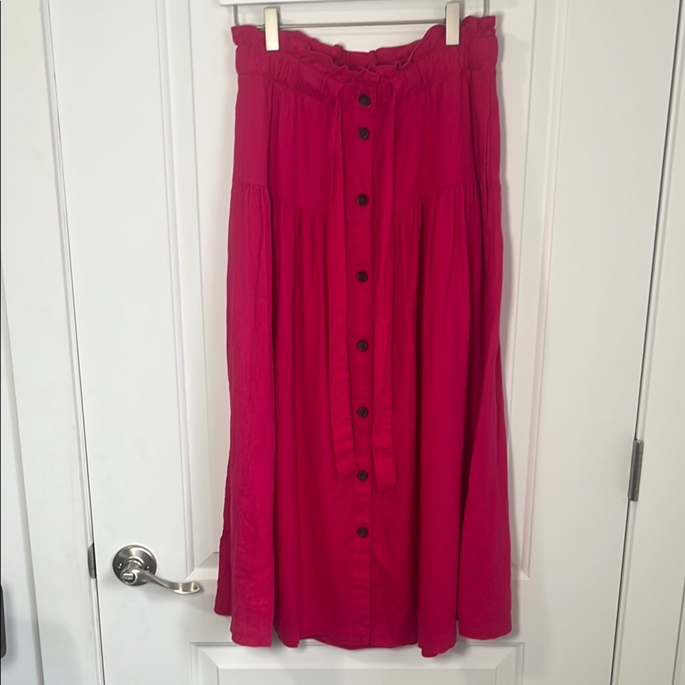Universal Thread Pink Button & Tie Midi Skirt Sz S